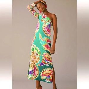 NWT Anthropologie One-Shoulder Printed Shift Dress, Size 0